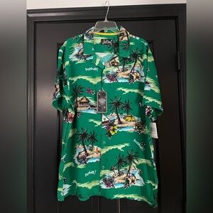 Good Vibes by Drill Clothing Shirt Men XL Green Button Hawaiian Aloha NWT